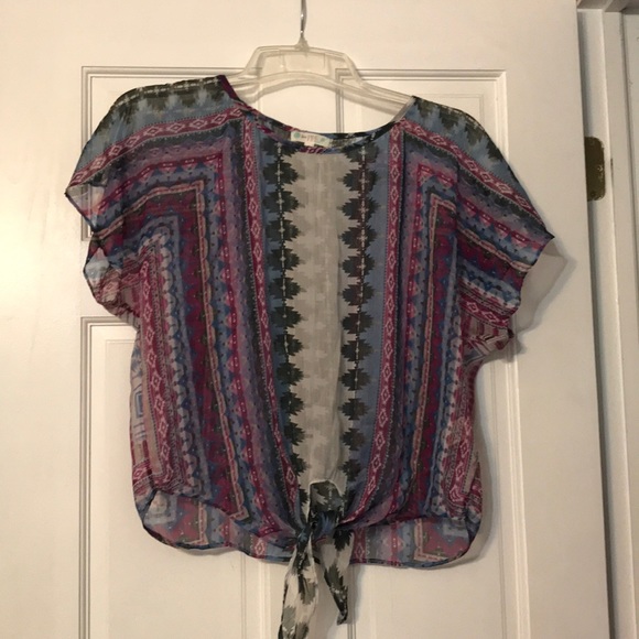 love, Fire Tops - 🔻LOWEST PRICE 🔺Sheer Tribal Print Shirt, Size Small